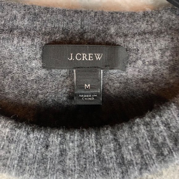 J.Crew Womens Colorblock Crew Neck Double Zip Knit Wool Grey Sweater Size M 8746 - Picture 2 of 8